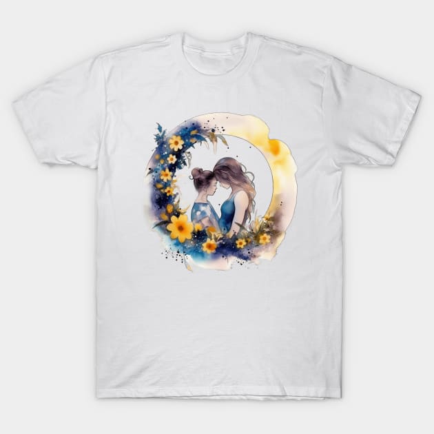 Mother and daughter T-Shirt by RosaliArt